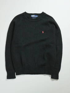 Y14/POLO by Ralph Lauren/ポロラルフローレン/クルーネック/ウールニットセーター/メンズ/Mサイズ/ブラック/ワンポイント/