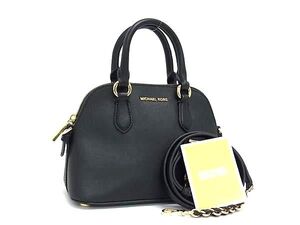 1円 ■美品■ MICHAEL KORS マイケルコース レザー 2WAY クロスボディ ハンドバッグ ショルダーバッグ 斜め掛け ブラック系 FL0025