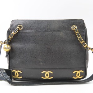 96084★1円スタート★CHANEL シャネル トリプルココマーク チェーンバッグ ヴィンテージ ショルダーバッグ キャビアスキン ブラック