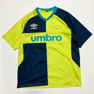 umbro ☆ ジャージ Tシャツ 半袖 ゲームシャツ サッカーシャツ イエロー ネイビー Oサイズ アンブロ サッカー フットサル スポーツ■SAP7