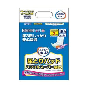 【新品】（まとめ）カミ商事 エルモアいちばん 尿とりパッドパワフルスーパー吸収 1パック（30枚）〔×3セット〕