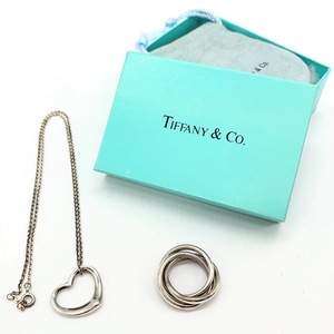 【K-29】Tiffany & Co.　PERETTI　オープンハートネックレス　トリニティリング　925刻印有　SILVER　ブランドアクセサリー　2品　現状品