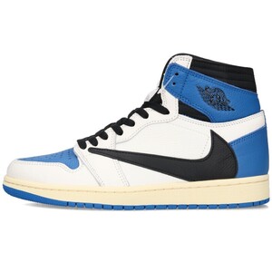 ナイキ トラヴィススコット スニーカー AIR JORDAN 1 HI OG SP FRAGMENT MILITARY BLUE 26.5cm エアジョーダン1ハイ 中古 HJ12