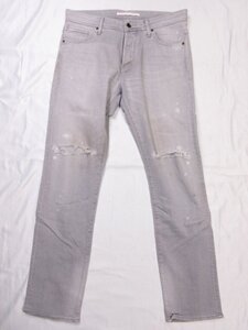 美品【e JEANS イージーンズ】e-805G ダメージ加工 ストレッチ デニム パンツ ジーンズ (メンズ) 4 ライトグレー系 スリム □32MPA2113