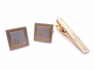 ■美品■ dunhill ダンヒル カフス カフリンクス ネクタイピン タイクリップ アクセサリー 2点セット ゴールド系×シルバー系 DD6576