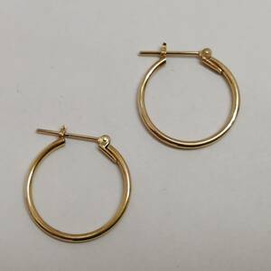 〇24111829　K18　輪っかデザイン　リングピアス　約1.3g　サイズφ約20mm　イエローゴールド　アクセサリー　レディース