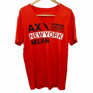 アルマーニエクスチェンジ A/X ARMANI EXCHANGE Vネック Tシャツ ロゴ カットソー 半袖 オレンジ L メンズ