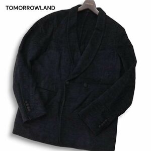 TOMORROWLAND トゥモローランド 秋冬 シルクモール★ ショールカラー ダブル ジャケット Sz.48　メンズ ネイビー 定価8.7万　I4T02973_9#N