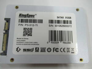 ♪♪1円 ～スタートKingspec SSD P3-512-TI 512GB 2.5インチ 中古♪♪使用時間:2270H