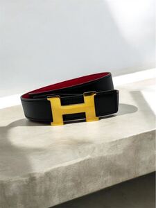 エルメス HERMES ベルト レザー リバーシブル Hベルト ブラック