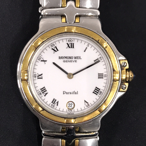 レイモンド ウェイル パルシファル クォーツ 腕時計 デイト メンズ 白文字盤 未稼働品 9190 RAYMOND WEIL