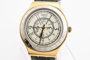 スウォッチ ラウンド コンビ 革ベルト クオーツ メンズ 腕時計 SWATCH