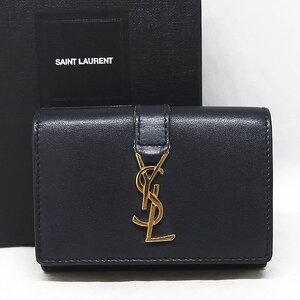 DKG★ SAINT LAURENT サンローラン YSLライン オリガミ タイニー ウォレット 三つ折り ミニ財布 タイニーウォレット コンパクト財布 黒