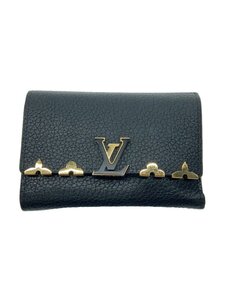 LOUIS VUITTON◆ポルト・フォイユ・カプシーヌ・コンパクト_トリヨン_BLK/レザー/BLK/レディース