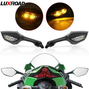 人気 LEDターンシグナルライト付きモーターサイクルバックミラー ニンジャ ZX-10R ZX10R 2011 2012 2013 2014 2015