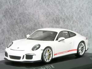 ● 1/43 ポルシェ 〓 911 ( 991 ) R / ホワイト / レッド サイド ストライプ 〓 Porsche MINICHAMPS
