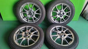 ダンロップWINTER MAXX WM02 185/55R15　82Ｑ　社外ホイール 15×5.5J +43　4H-100 4本セット スタッドレス　№96268