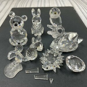 m002 D1(60) SWAROVSKI スワロフスキー 置物 クリスタル ガラス 硝子 クマ フクロウ 兎 白鳥 ハリネズミ ミニ 動物 オブジェ 現状