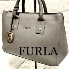 【美品】FURLA フルラ　グレージュ　レザー　ハンドバッグ  バック　革