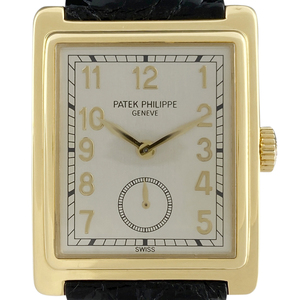 パテックフィリップ PATEK PHILIPPE ゴンドーロ 5010J 腕時計 YG レザー 手巻き シルバー メンズ 【中古】