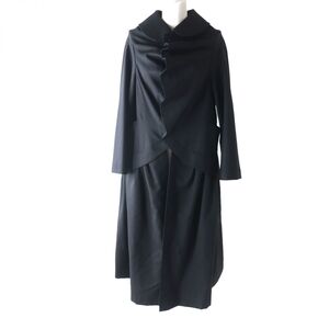 美品★正規品 BLACK COMME des GARCONS ブラックコムデギャルソン 1T-J021 フリルデザイン ロング丈 ドッキングジャケット 黒 S 日本製