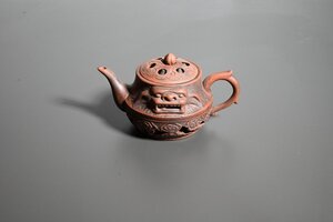 ■希少■銘あり■ 【中国茶器】中国 茶器 朱泥 急須 茶道具 細工 獅子