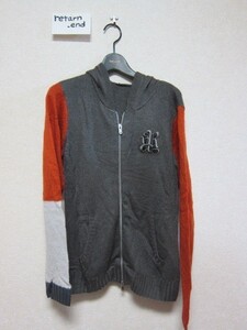 RatRoen ジャケット ニット フード 切り返し ブランドロゴワッペン 12-44 #13310038 GREY 定価19000円 ラットロエン