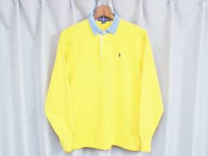 ◆90s オールド ポロ ラルフローレン 長袖 ラガーシャツ ダンガリー襟切替 レモンイエロー POLO Ralph Lauren ヴィンテージ Y2K 古着女子