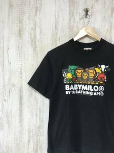 182☆【BABYMILO Tシャツ】BAPE A BATHING APE エイプ 黒 S