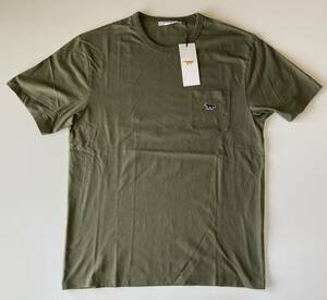 maison kitsune navy fox ポケット tシャツ khaki カーキ sizeL