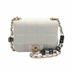 シャネル チョコバー ミニフラップ ブランドオフ CHANEL レザー ショルダーバッグ ラムスキン 中古 レディース