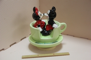 TDL 陶器製 ミッキー と ミニー カップ オルゴール ミッキーマウスマーチ 検索 東京ディズニーランド キャラクター グッズ レトロ 