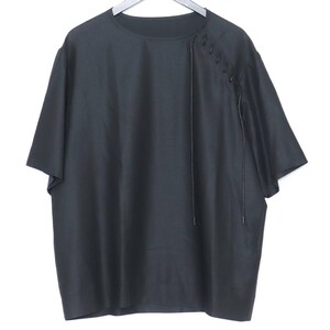 KAZUYUKI KUMAGAI S/S レースアッププルオーバーシャツ 1 ブラック KS11-013 カズユキクマガイ S/S LACE UP PULLOVER SHIRT 半袖カットソー