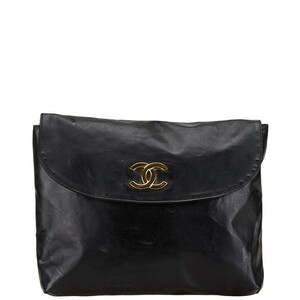 シャネル ココマーク ポーチ ブラック レザー レディース CHANEL 【中古】