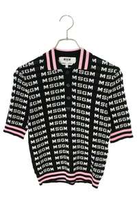 エムエスジーエム MSGM 2841MDM111 サイズ:S ロゴ総柄ニット半袖ポロシャツ 中古 BS99