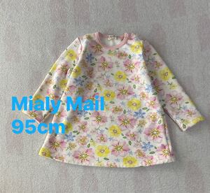 780円　冬物セール☆Mialy Mail ふわふわチュニック　Aライントップス　◎95cm ホワイト　花柄　おまとめ発送可