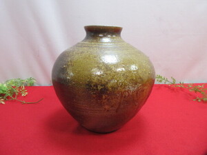 14OL378　花瓶　花器　H29ｃｍ　茶系　華道 茶道