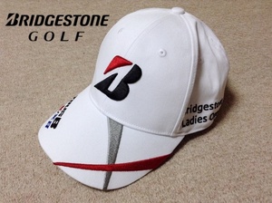 ★美中古★ブリヂストン ゴルフ キャップ 帽子 ラウンド 刺繍ロゴ 白 ホワイト BRIDGESTONE GOLF TOUR B X XS 非売品