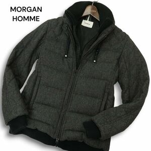 MORGAN HOMME モルガン オム 秋冬★ レイヤード風★ ウール ダウンジャケット Sz.M メンズ グレー　C4T10010_B#N