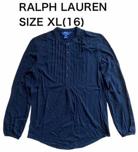 【送料無料】中古 RALPH LAUREN ラルフローレン 長袖ブラウス ドレスシャツ ブラック サイズ XL(16)