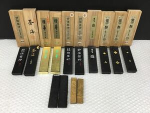 D352-60【日本墨 中国墨 保管品12本まとめ】精昇堂製 天金 呉林/絶佳呉林/呉竹/蒼海 勝榮堂/精華堂/金巻 龍/固形墨//箱付きt