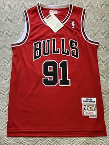未使用品 NBA RODMAN #91 デニス・ロッドマン BULLS シカゴ・ブルズ ユニフォーム ゲームシャツ　ジャージ　刺繍　マイケル・ジョーダン　M