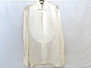 HERMES エルメス コットン×シルク バックプリント ボタンダウンシャツ/サイズ40/白シャツ/着丈82cm/平置き身幅約56cm/06KO071708