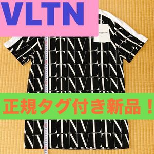 定価約8万円タグ付き新品！ ヴァレンティノ　VLTN 総ロゴTシャツ サイズXS バレンチノ VALENTINO LOGO ロゴドン ユニセックス 男女兼用