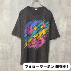 古着 used　90s　Vintage　ヴィンテージ　半袖プリントTシャツ　USA製　シングルステッチ　花　黒　ブラック　ビッグシルエット　オーバーサイズ