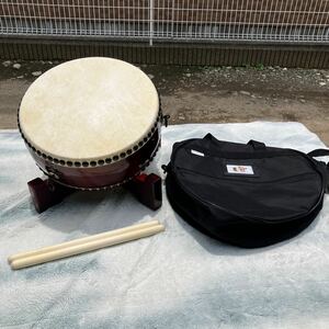 諏訪工芸　平太鼓　1.2尺　台座　バチ　専用ケース付き　和太鼓 打楽器 和楽器 美品　使用少ない