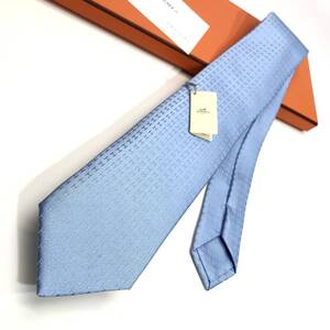 ★未使用／箱・タグ付★HERMES エルメス ファソネ H織りタイ 7CM BLEU CIEL／ブルーシエル ネクタイ シルクツイル 030189T 61