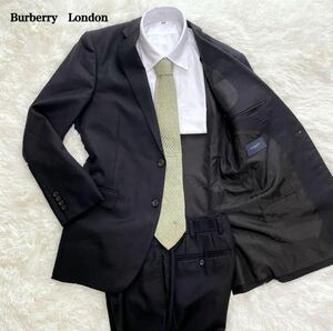 極美品　BURBERRY LONDON バーバリーロンドン スーツ　セットアップ　総裏 ダークネイビー