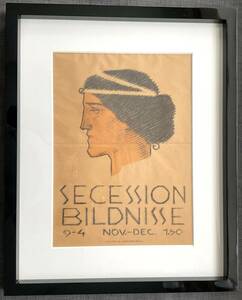 ウィーン分離派 イメージ展 アンティーク ポスター H. KRAUS オーストリア 1918年 額装 SECESSION BILDNISSE Vienna Secession Movement