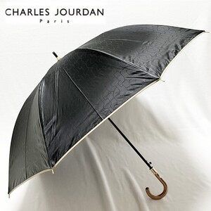 《CHARLES JOURDAN シャルル・ジョルダン》新品 上品 CJロゴ総柄 ジャンプ長傘 雨傘 8本骨 耐風傘 S0080